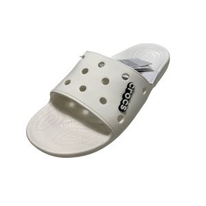 Crocs Unisex Classic Slide Sandals, White, 12 Men/14 Women Shoes